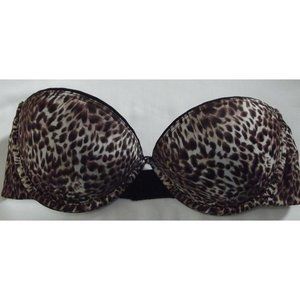 Fashion Forms 32B Leopard Print Strapless Bra no pads underwire molded cups